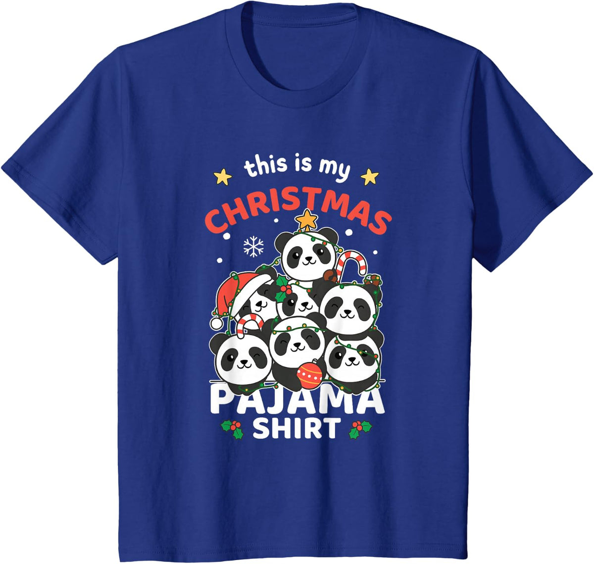 Panda Merry Christmas Panda's Christmas Pajama T-Shirt - Royal Blue