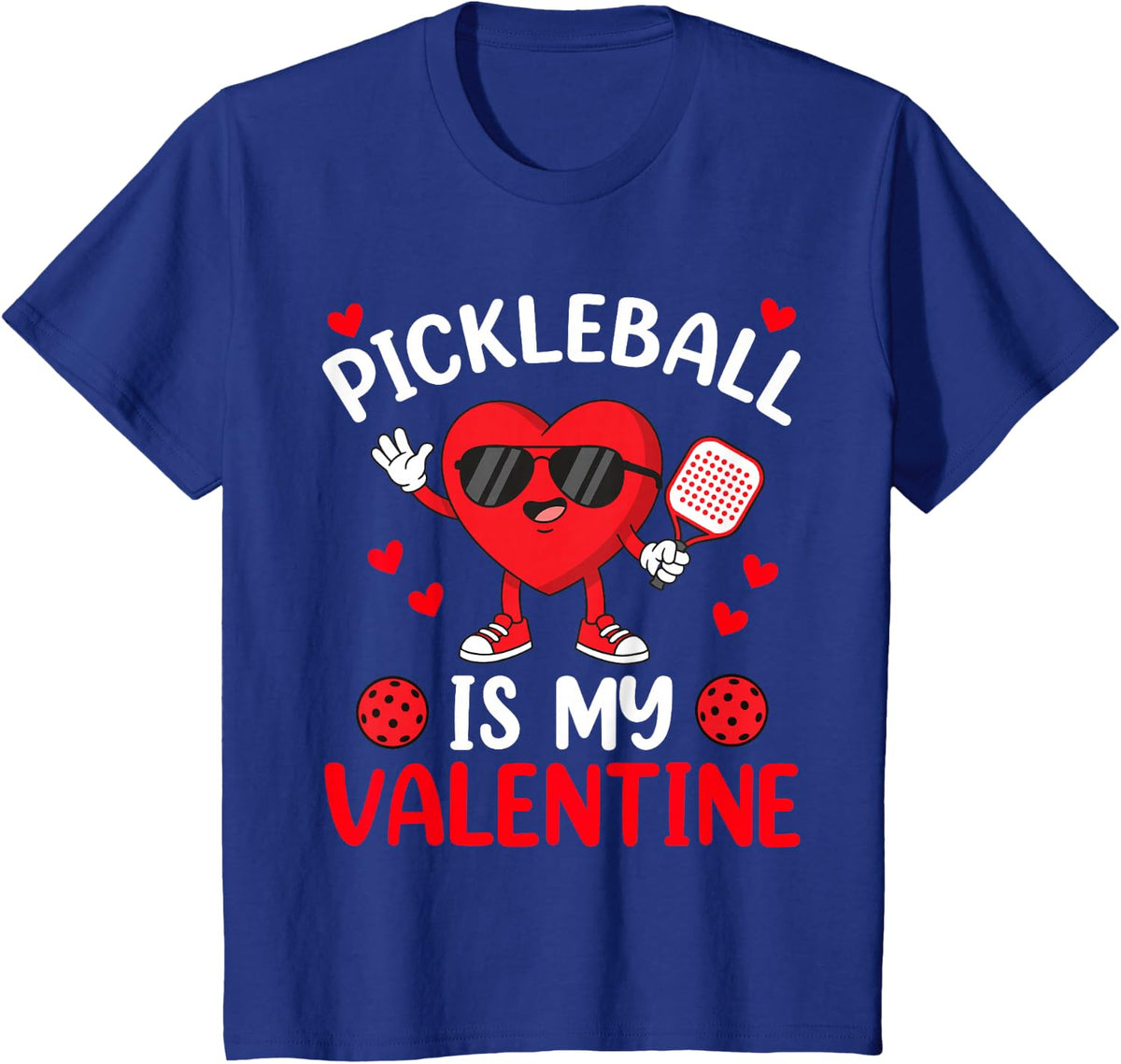 Women Pickleball Valentine Day Heart Love Girl Pickle Ball T-Shirt - Royal Blue