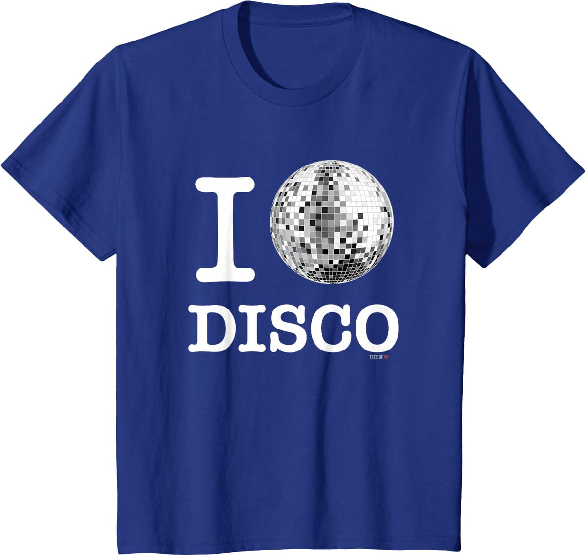 Official I Love Disco T-Shirt White Mirror Ball Tee Shirt T-Shirt - Royal Blue