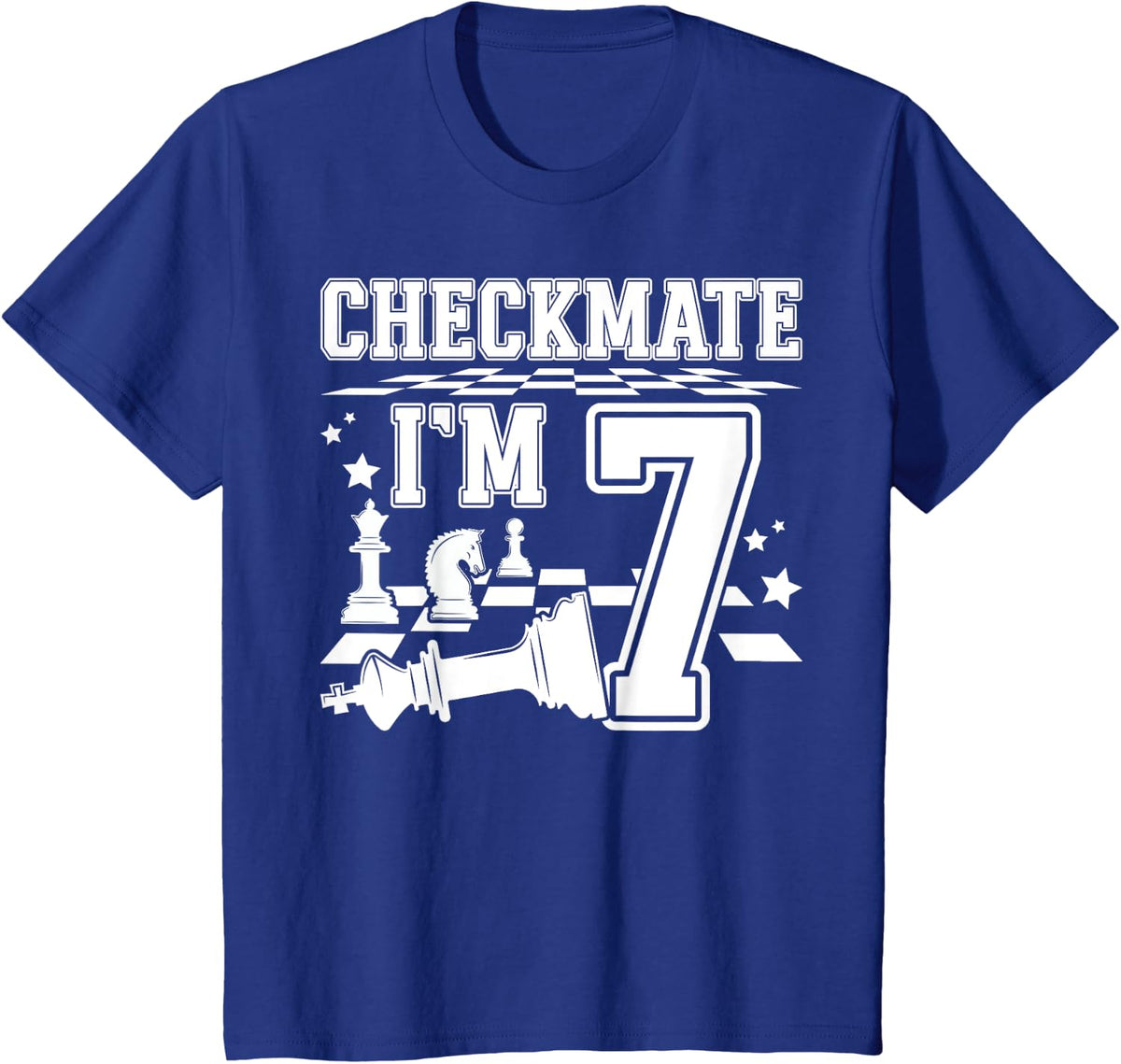 7th Chess Birthday Party Seven Year Old Chess Player T-Shirt - Royal Blue