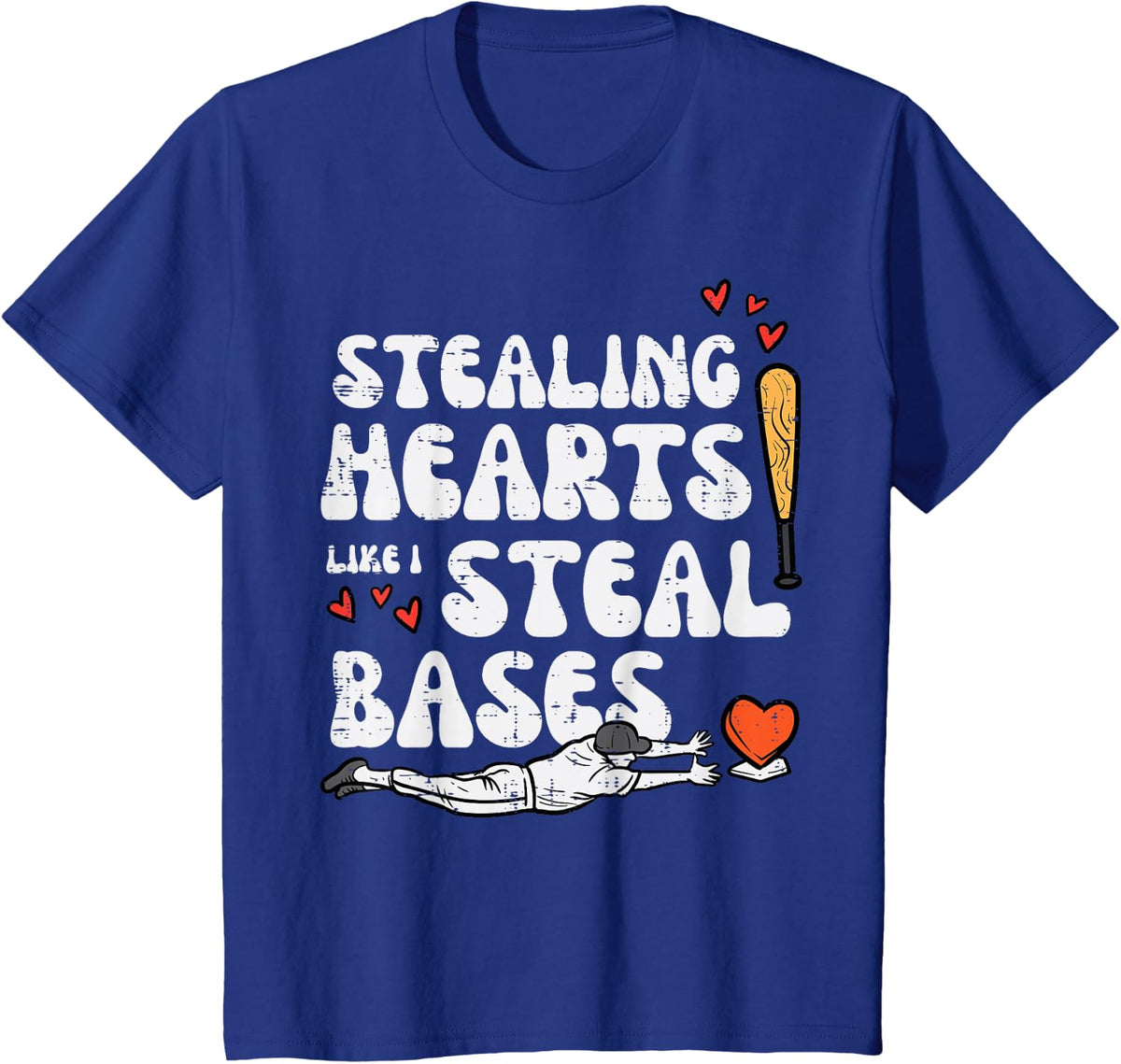 Steal Hearts Like Bases Valentines Day Baseball Men Boys Kid T-Shirt - Royal Blue