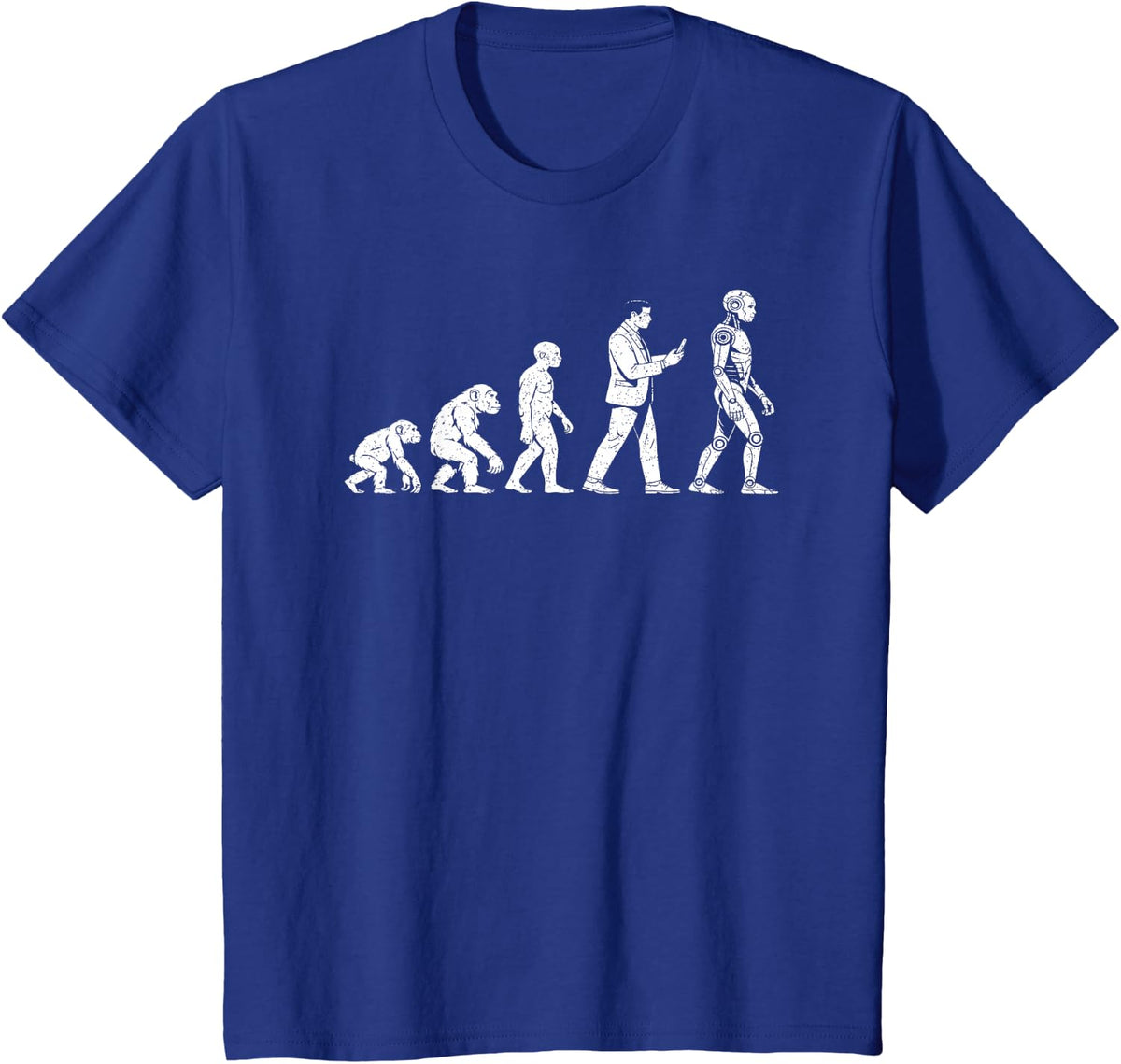 Funny Human Evolution to Robot AI Sarcastic Tech Geek T-Shirt - Royal Blue