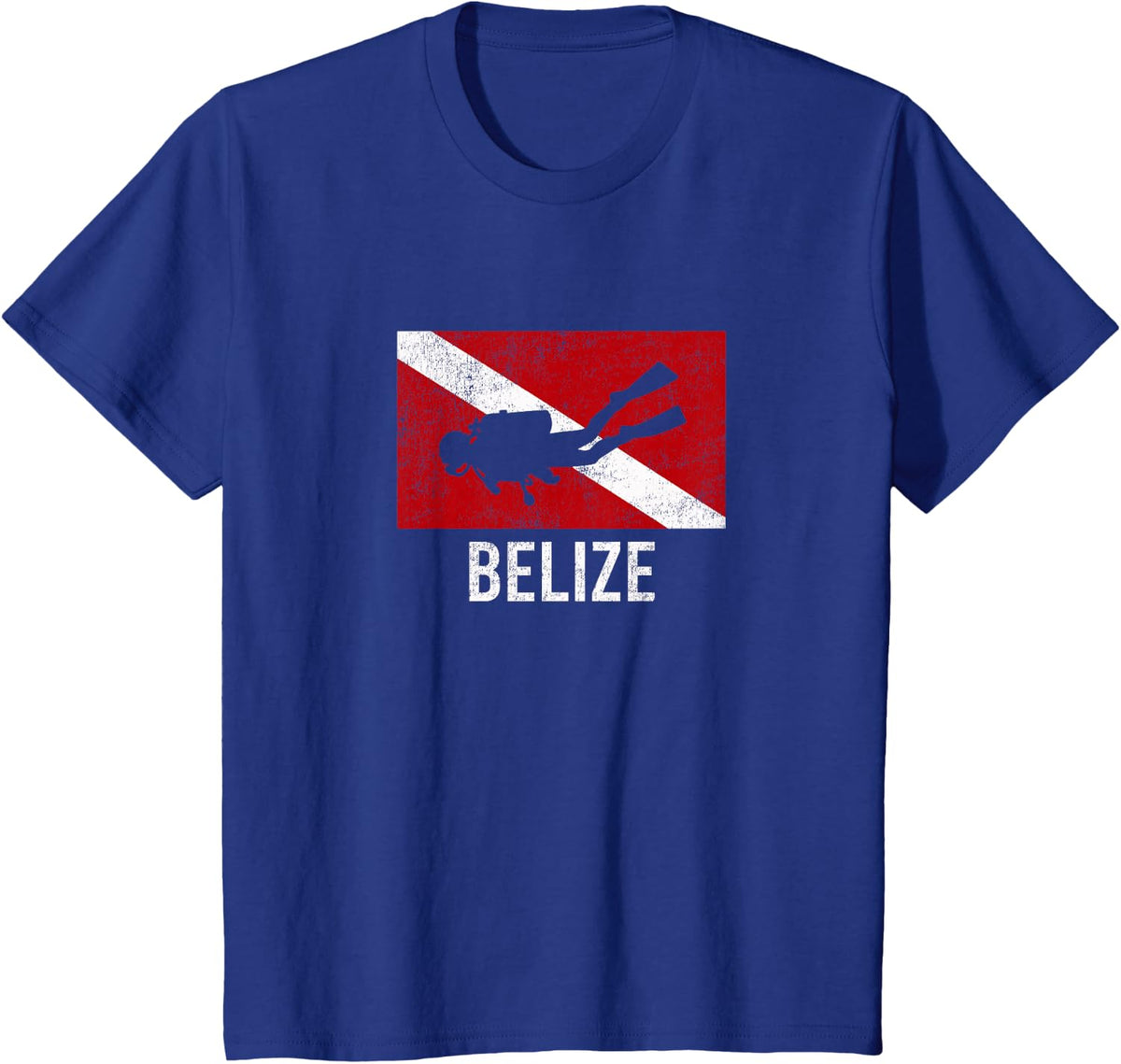 Belize Scuba Diving Diver Down Dive Flag Gift T-Shirt - Royal Blue