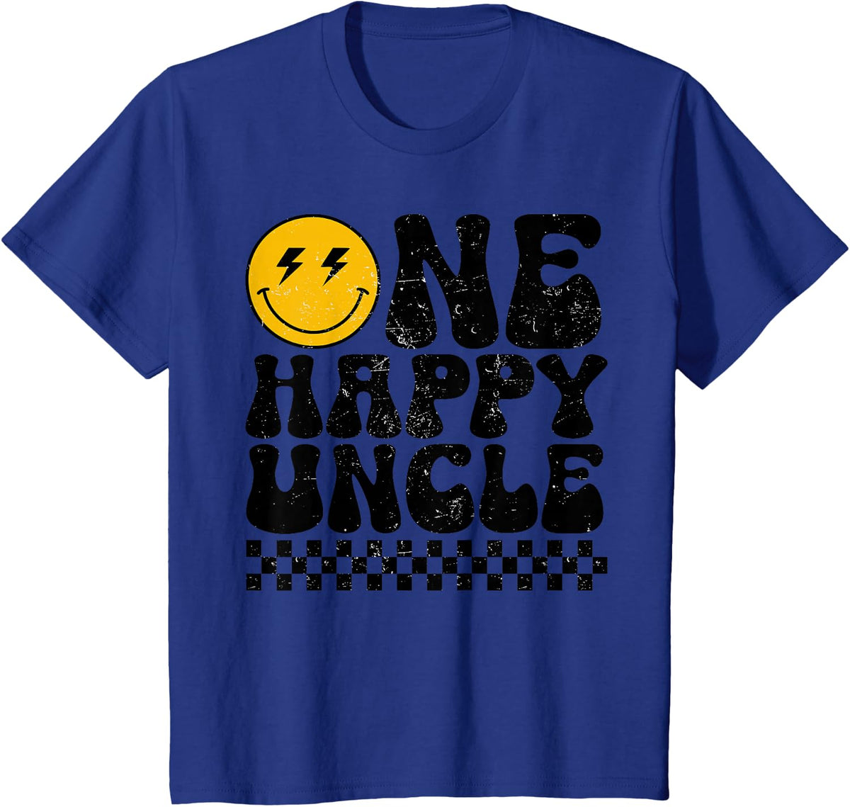 One Happy Family Uncle 1st Birthday Matching T-Shirt - Royal Blue
