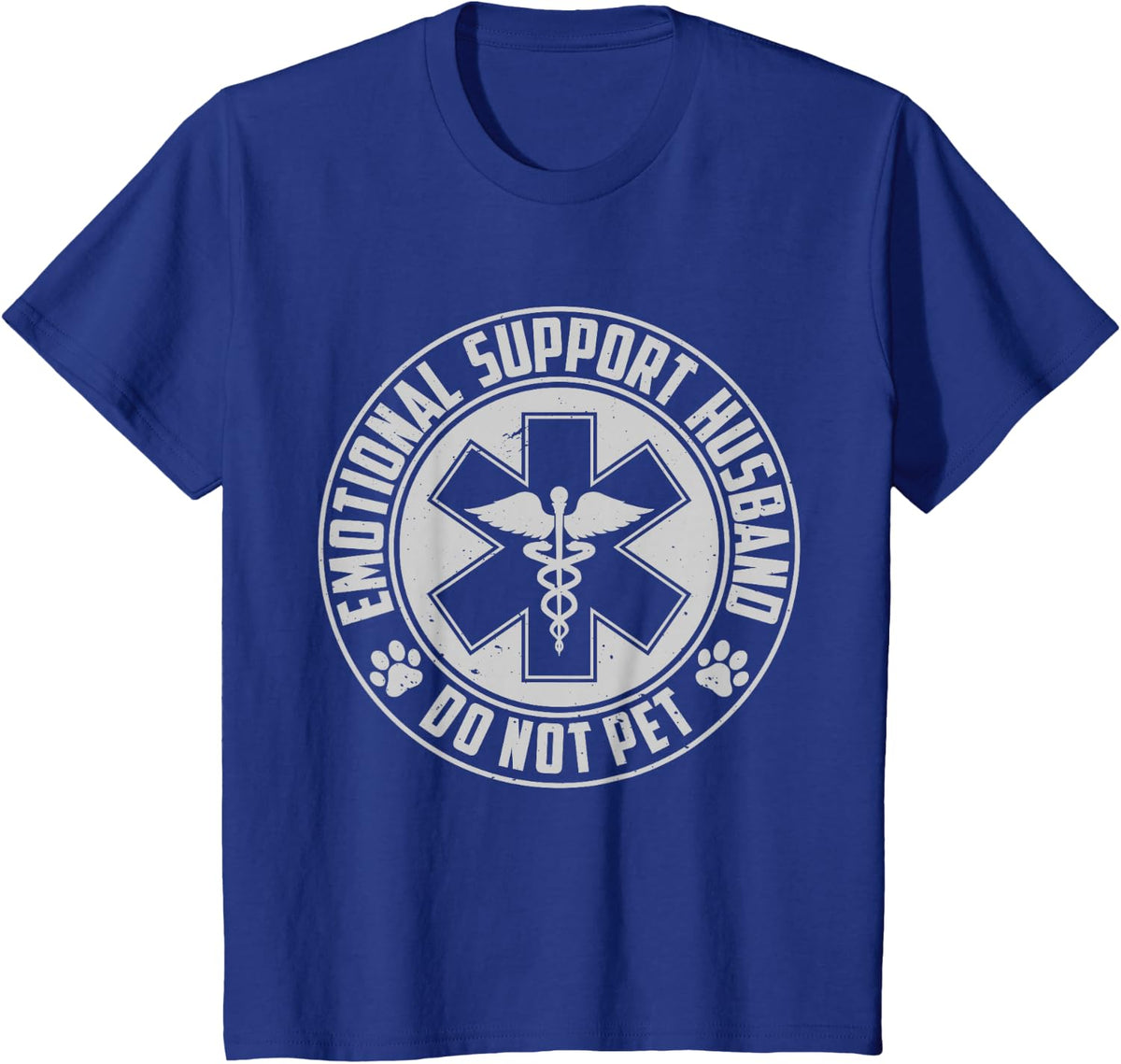 Emotional Support Husband Do Not Pet Dog Lover Couples T-Shirt - Royal Blue