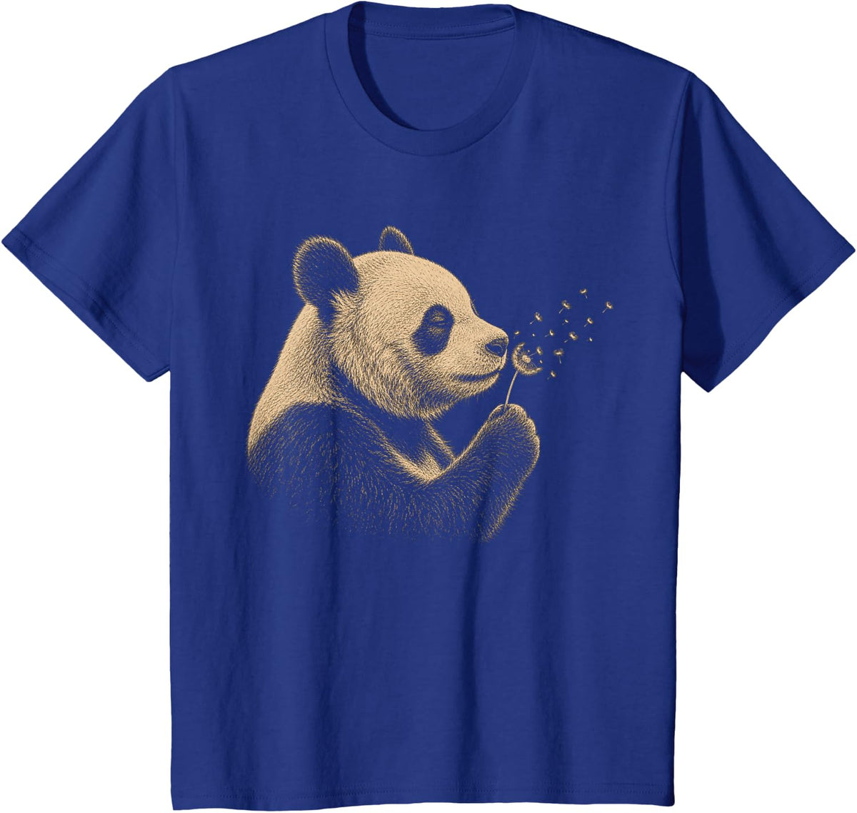 Panda Blowing Wishes Dandelion Vintage Windflower T-Shirt - Royal Blue