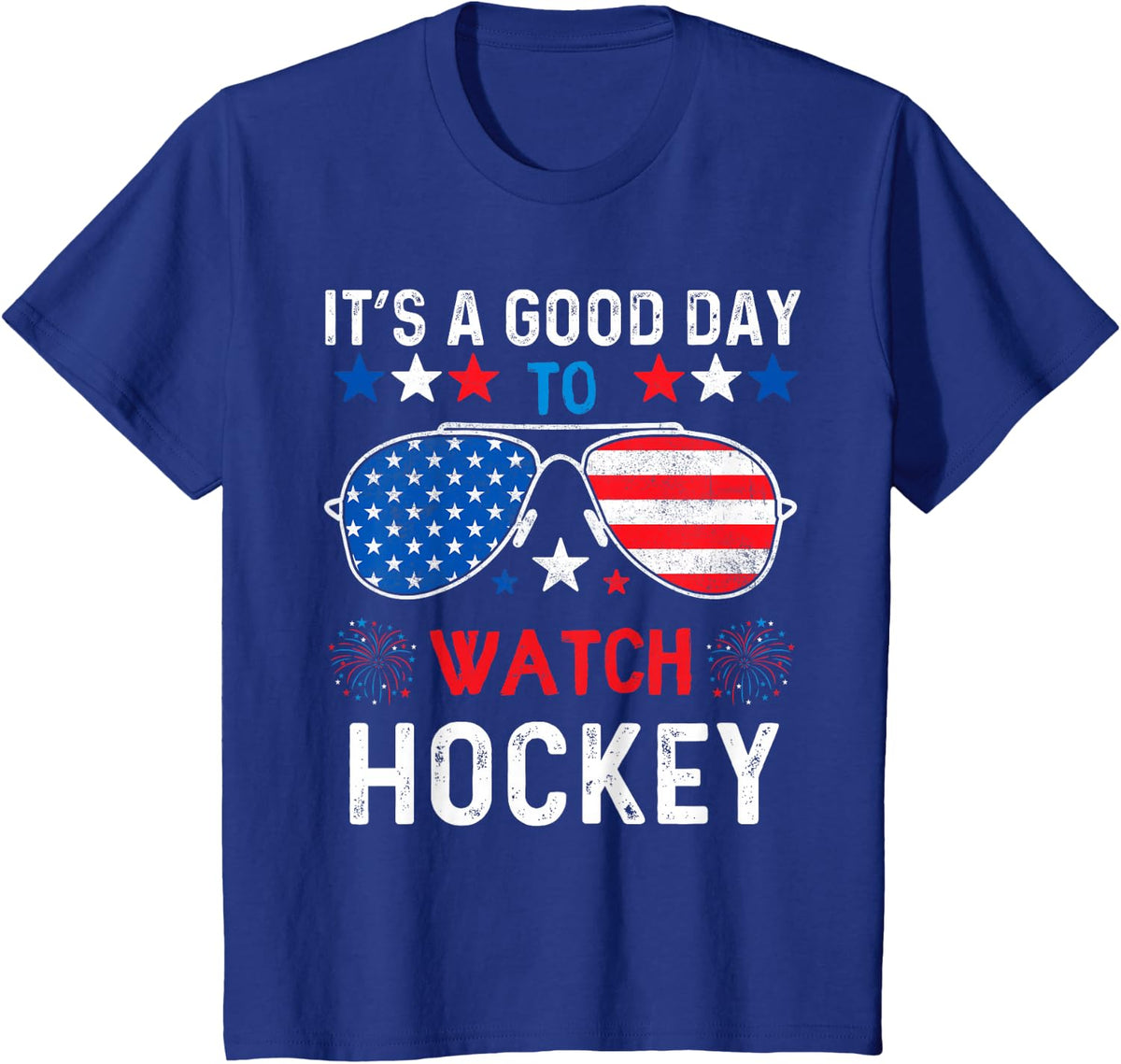 Hockey USA Support the Team Sunglasses USA Flag T-Shirt - Royal Blue