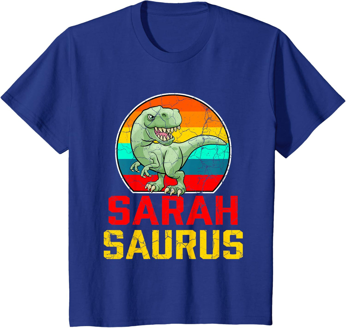 Sarah Saurus Family Reunion Last Name Team Funny Custom T-Shirt - Royal Blue