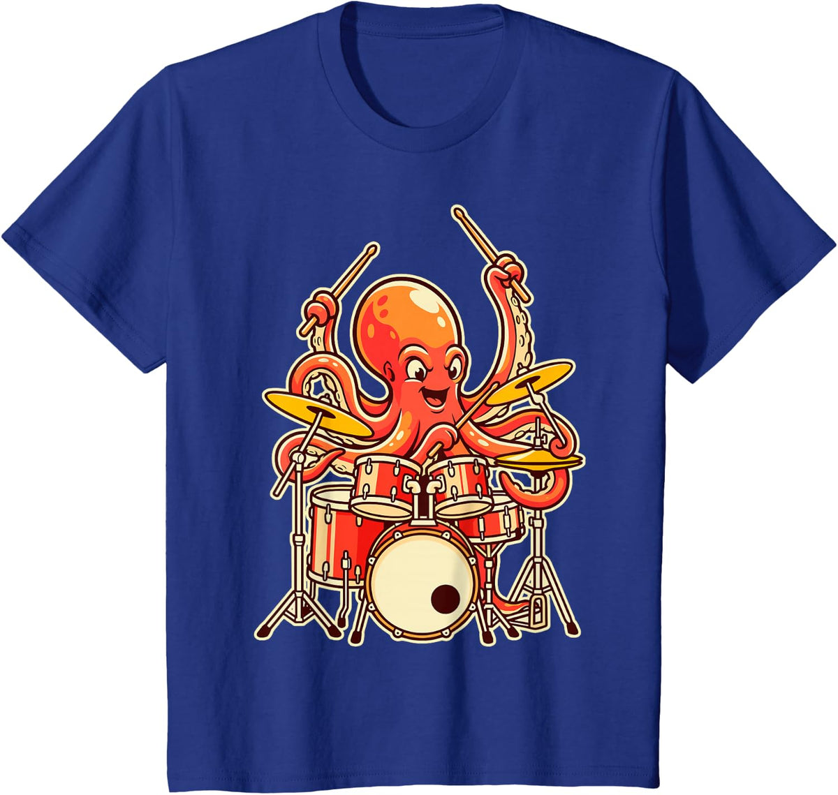 Octopus Drummer Funny Drumming Music Lover Band Humor Drum T-Shirt - Royal Blue