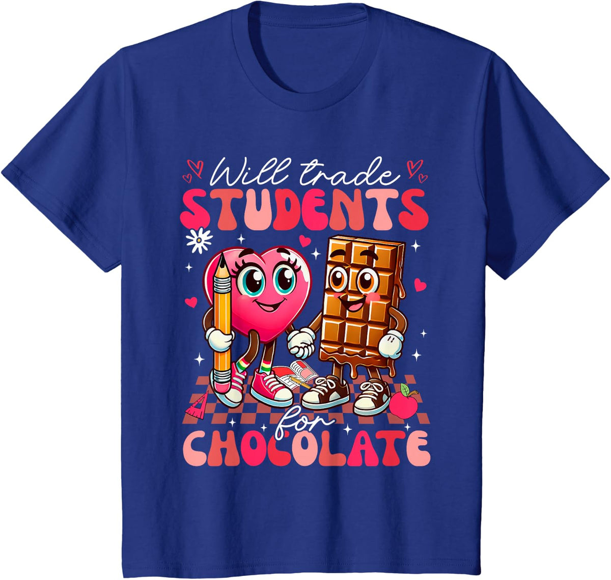 Will Trade Students For Chocolate Teacher Valentines Women T-Shirt - Royal Blue