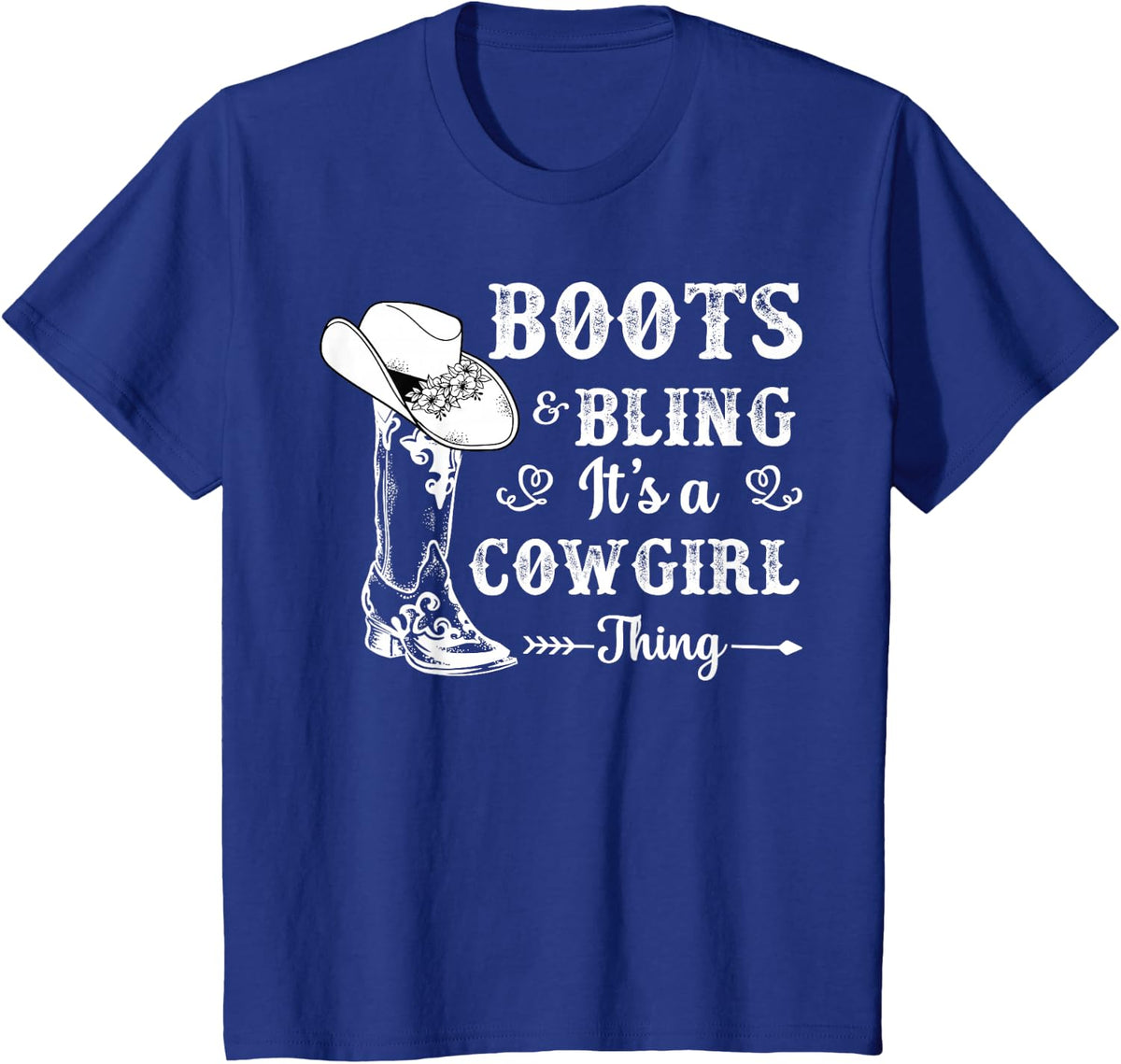Womens Boots & Bling It's a Cowgirl Thing Western Women T-Shirt - Royal Blue