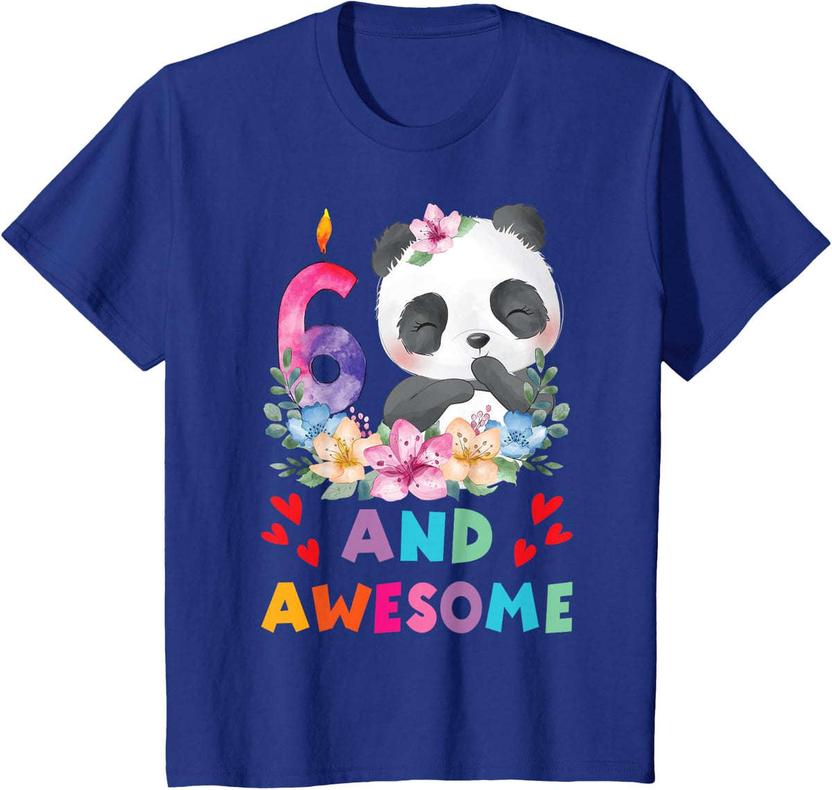 6 Years Old 6th Birthday Panda Unicorn Girl Party Gift T-Shirt - Royal Blue
