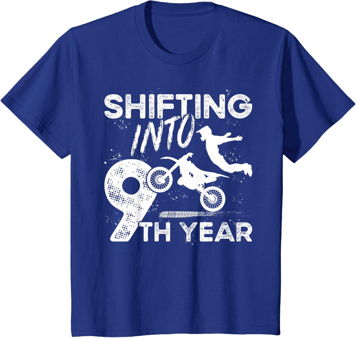 9th Birthday Party Dirt Bike Boy 9 Year Old Dirt Biker T-Shirt - Royal Blue