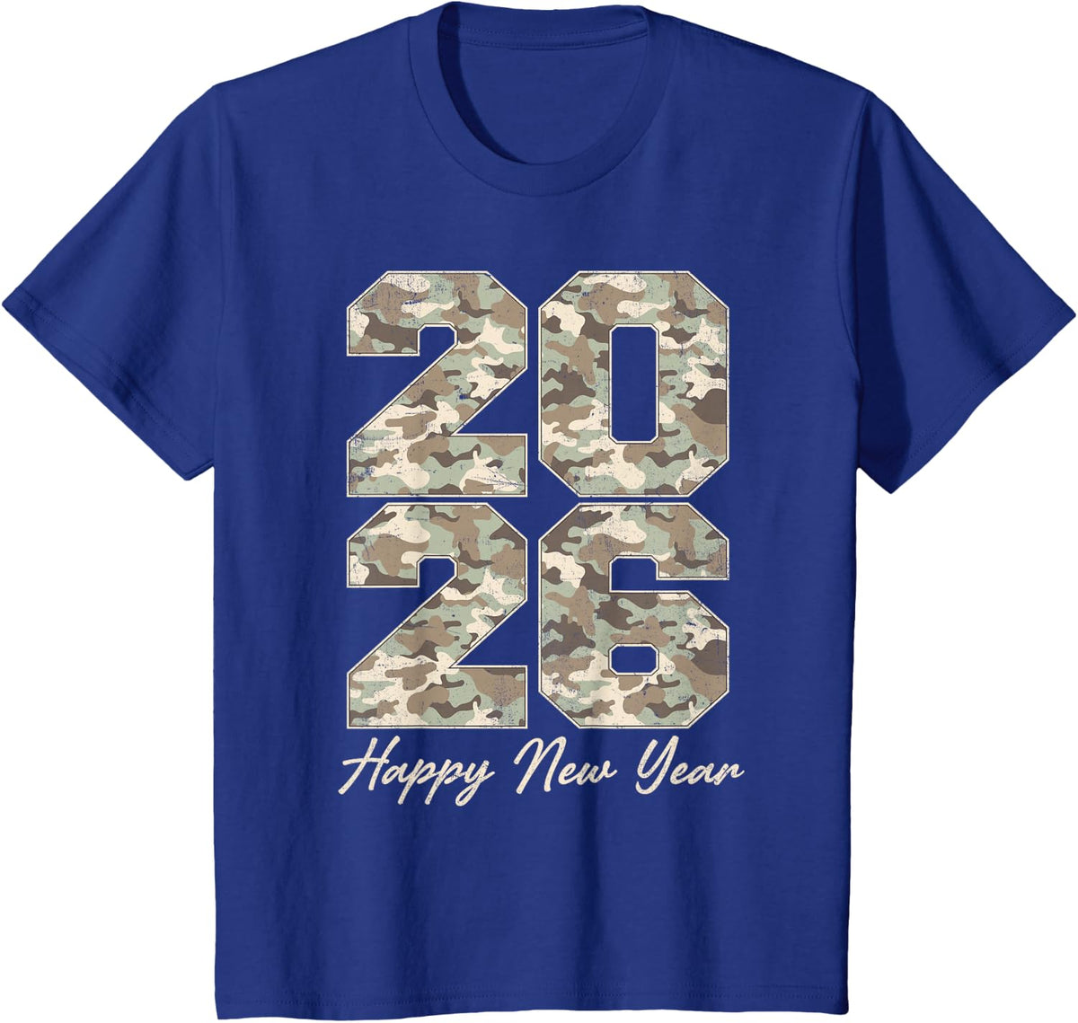 Camo Happy New Year Party 2026 Family Matching Costume T-Shirt - Royal Blue