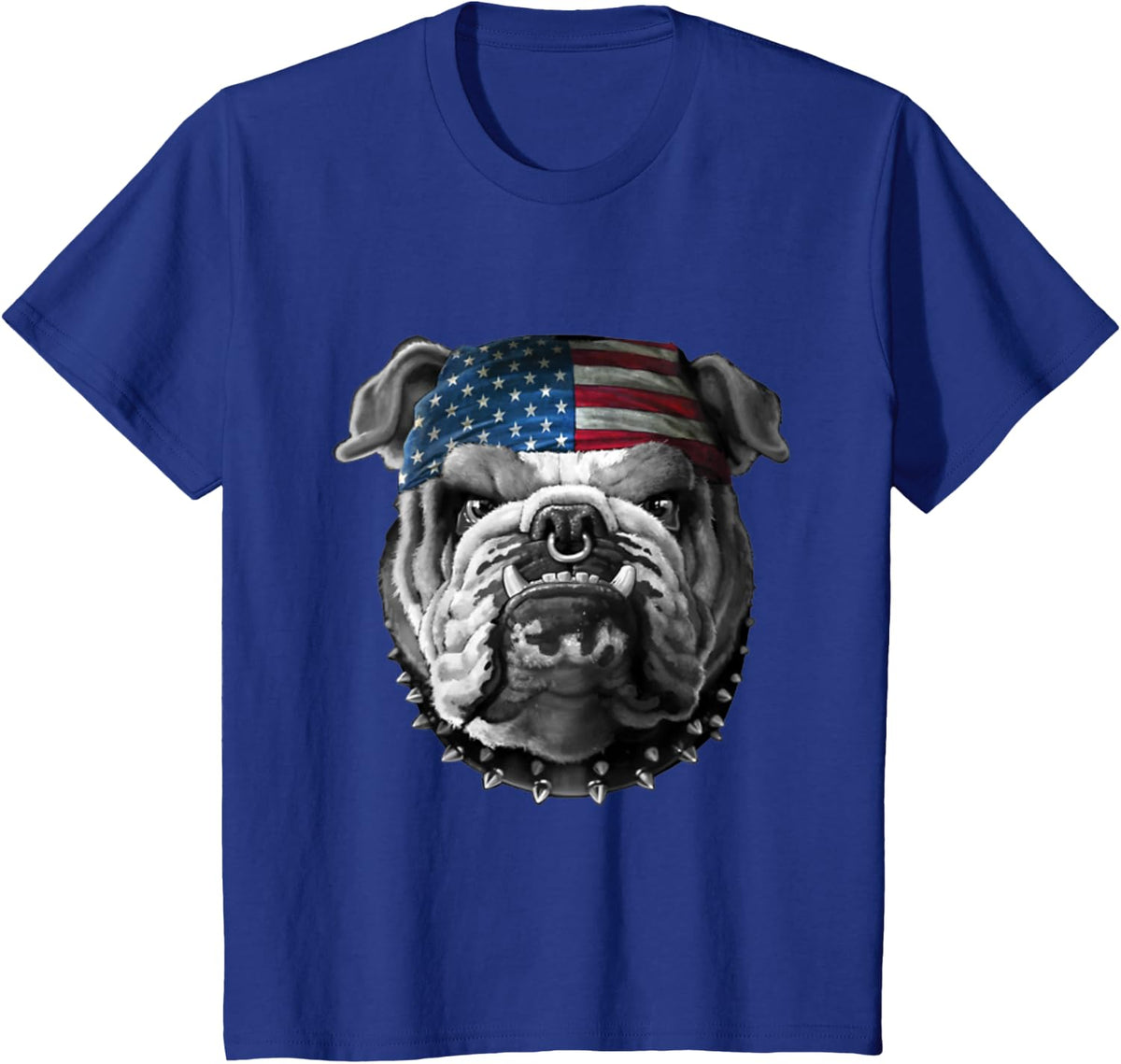 American Bulldog American Flag USA T-Shirt - Royal Blue
