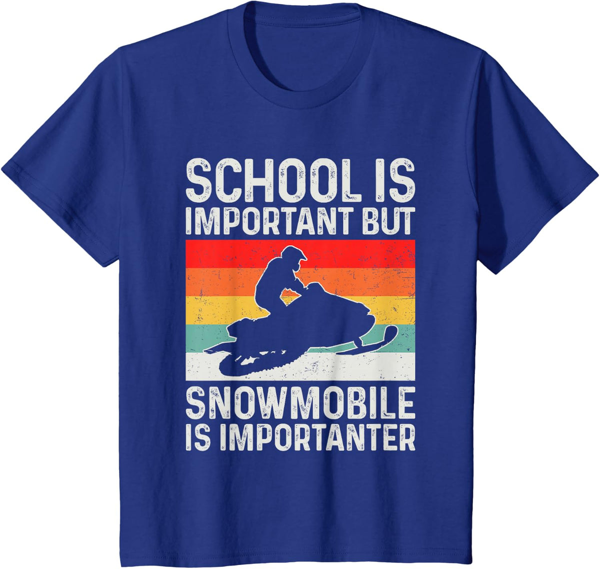 School Is Important but Snowmobile Is Importanter Funny T-Shirt Tee for Boys Men - Royal Blue