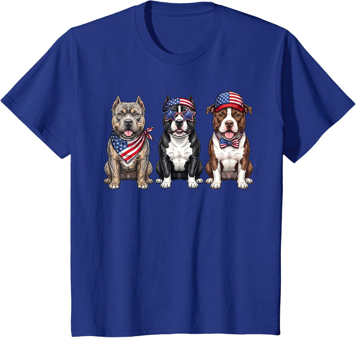 American Bully 4th of July US American Flag Dog Patriotic T-Shirt - Royal Blue