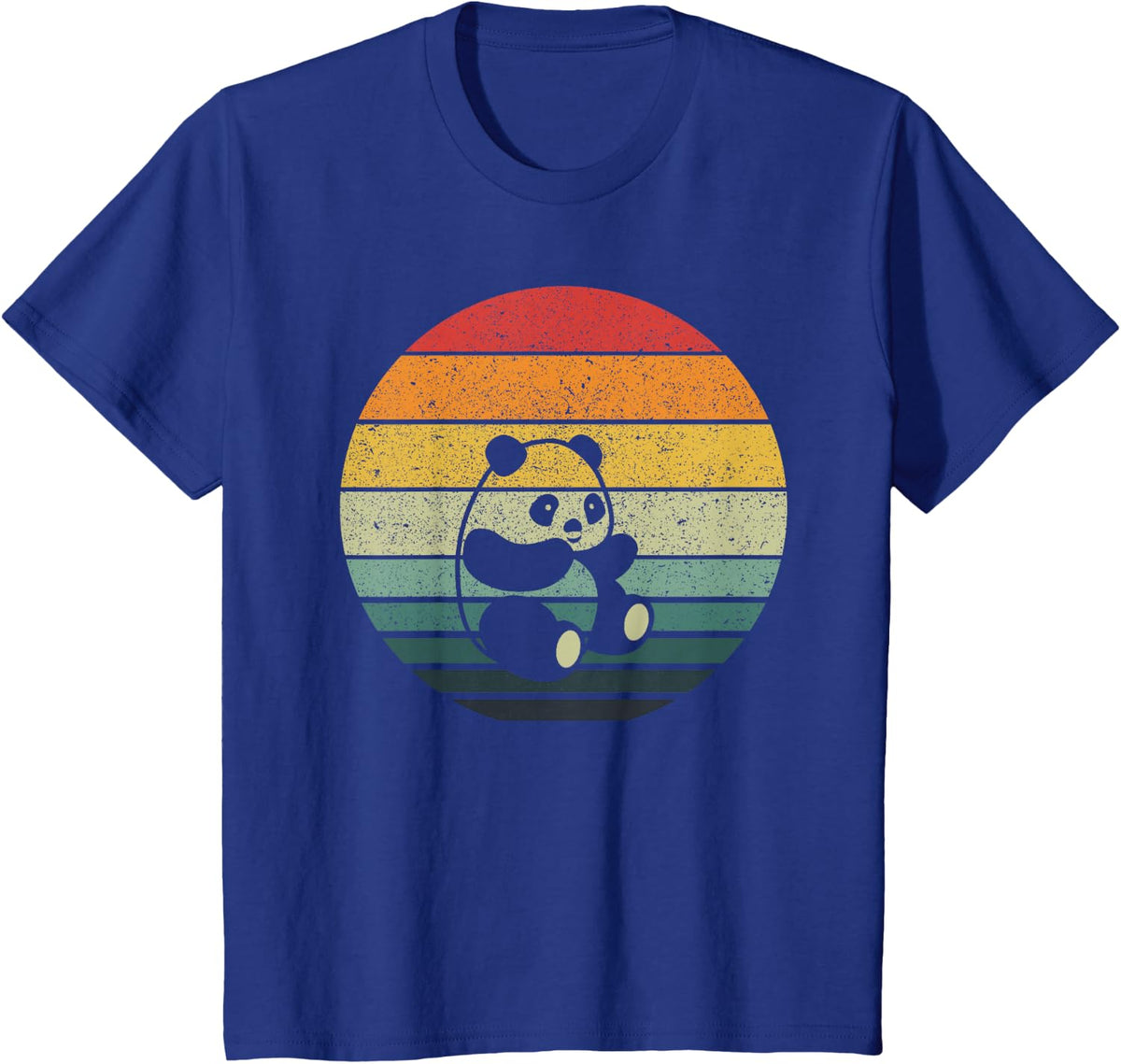 Panda Vintage Retro Sunset Tees 60s 70s style T-Shirt - Royal Blue