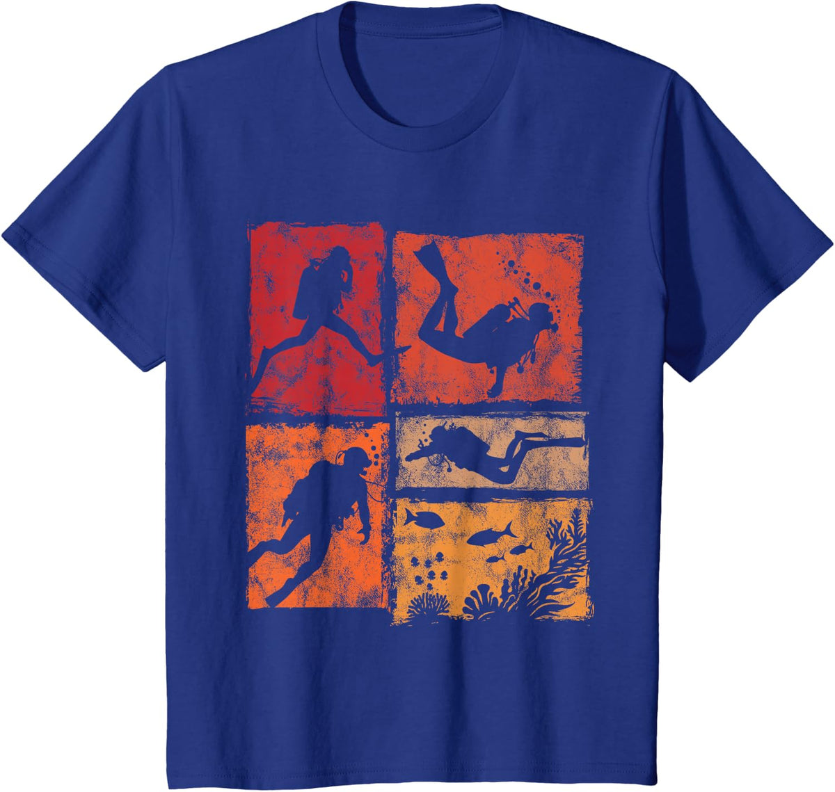 Retro Scuba Diving for Snorkelers and Divers Dive T-Shirt - Royal Blue