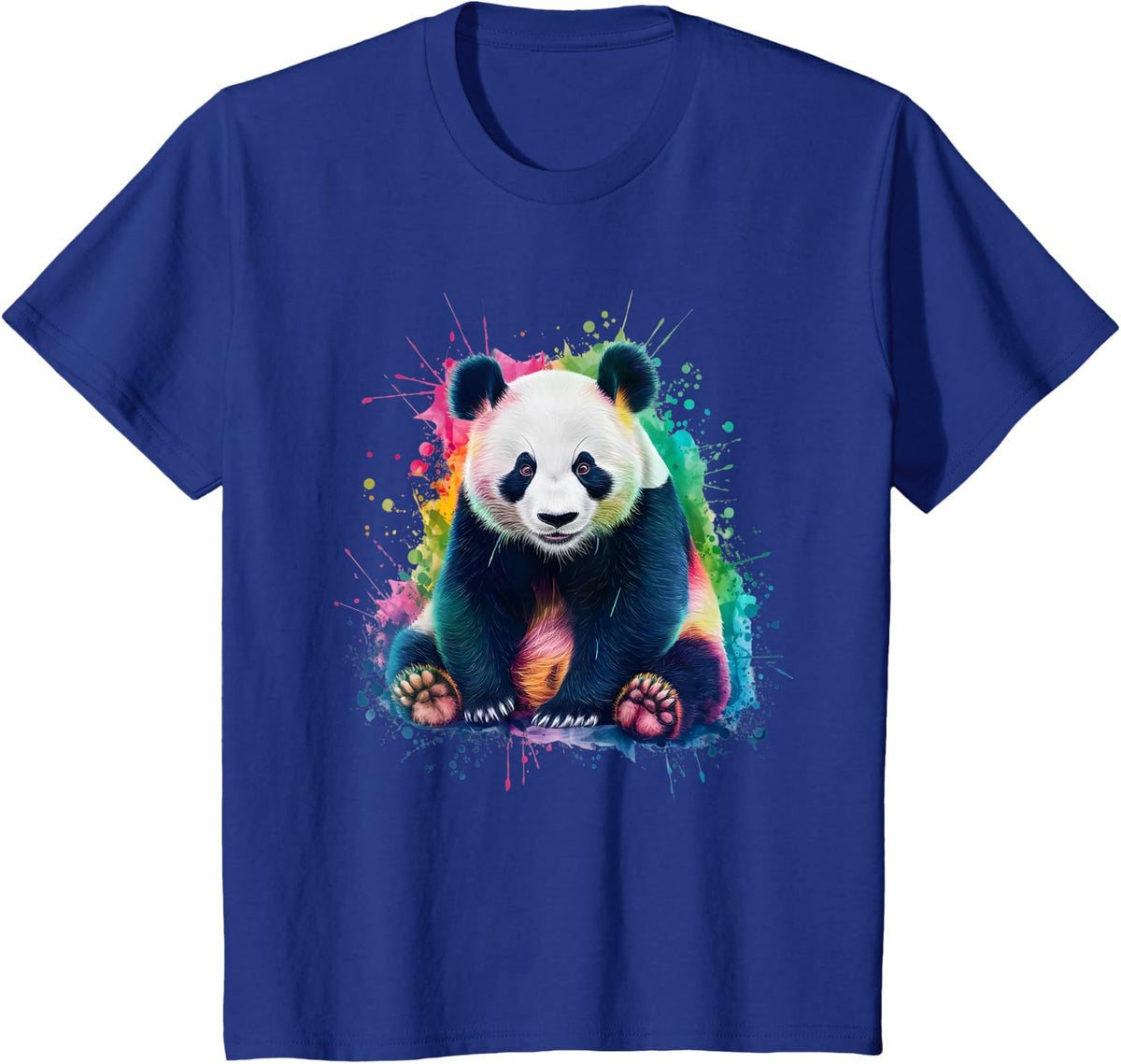 Panda Men's Women's Colourful Watercolour Panda T-Shirt - Royal Blue