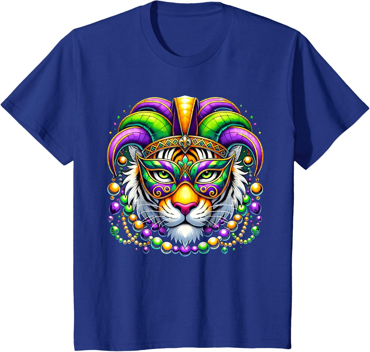 Tiger Mardi Gras Animal Lover New Orleans Louisiana Kids T-Shirt - Royal Blue