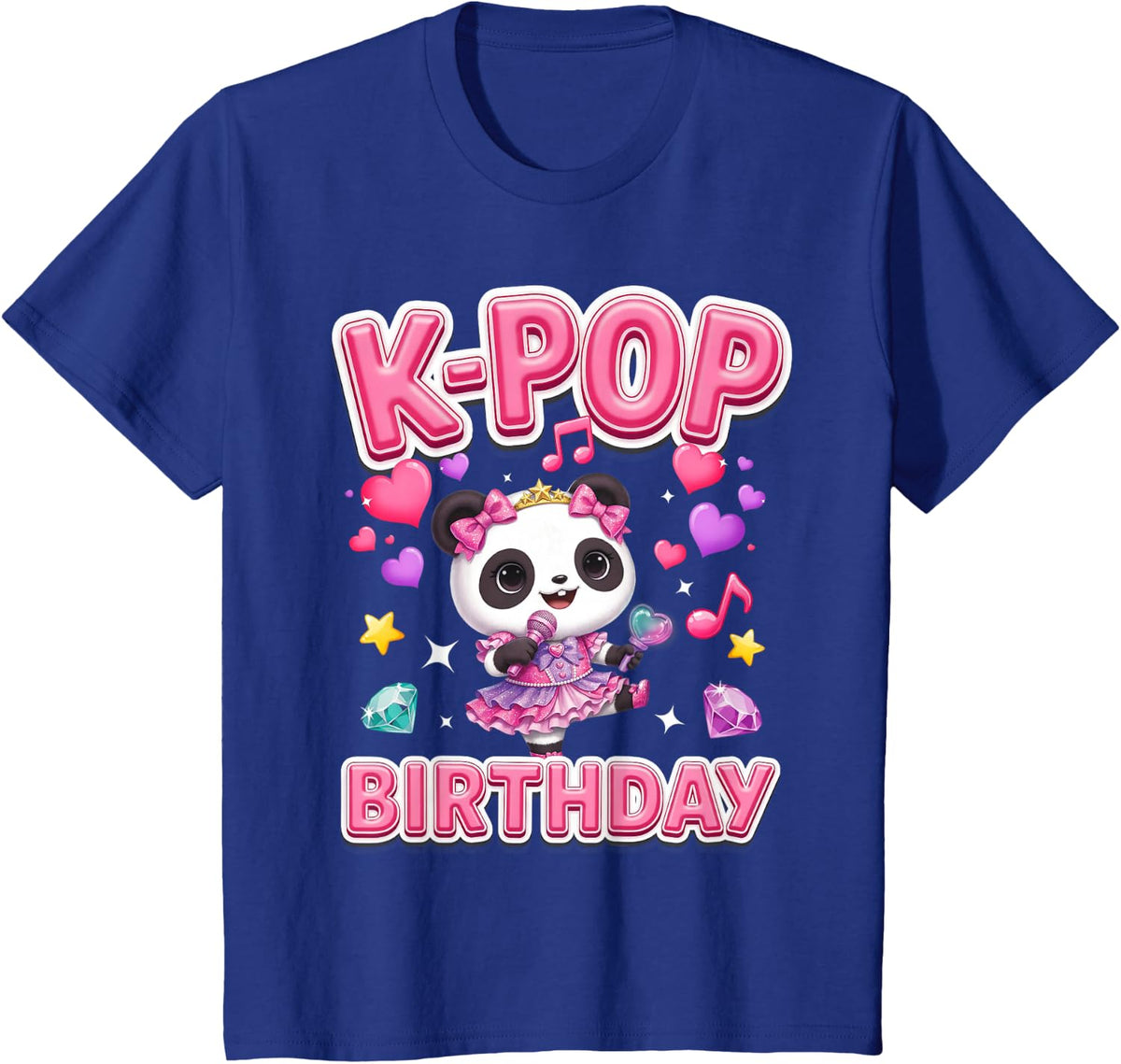 K-Pop Birthday Girl Cute Panda Idol Singer Korean Music T-Shirt - Royal Blue