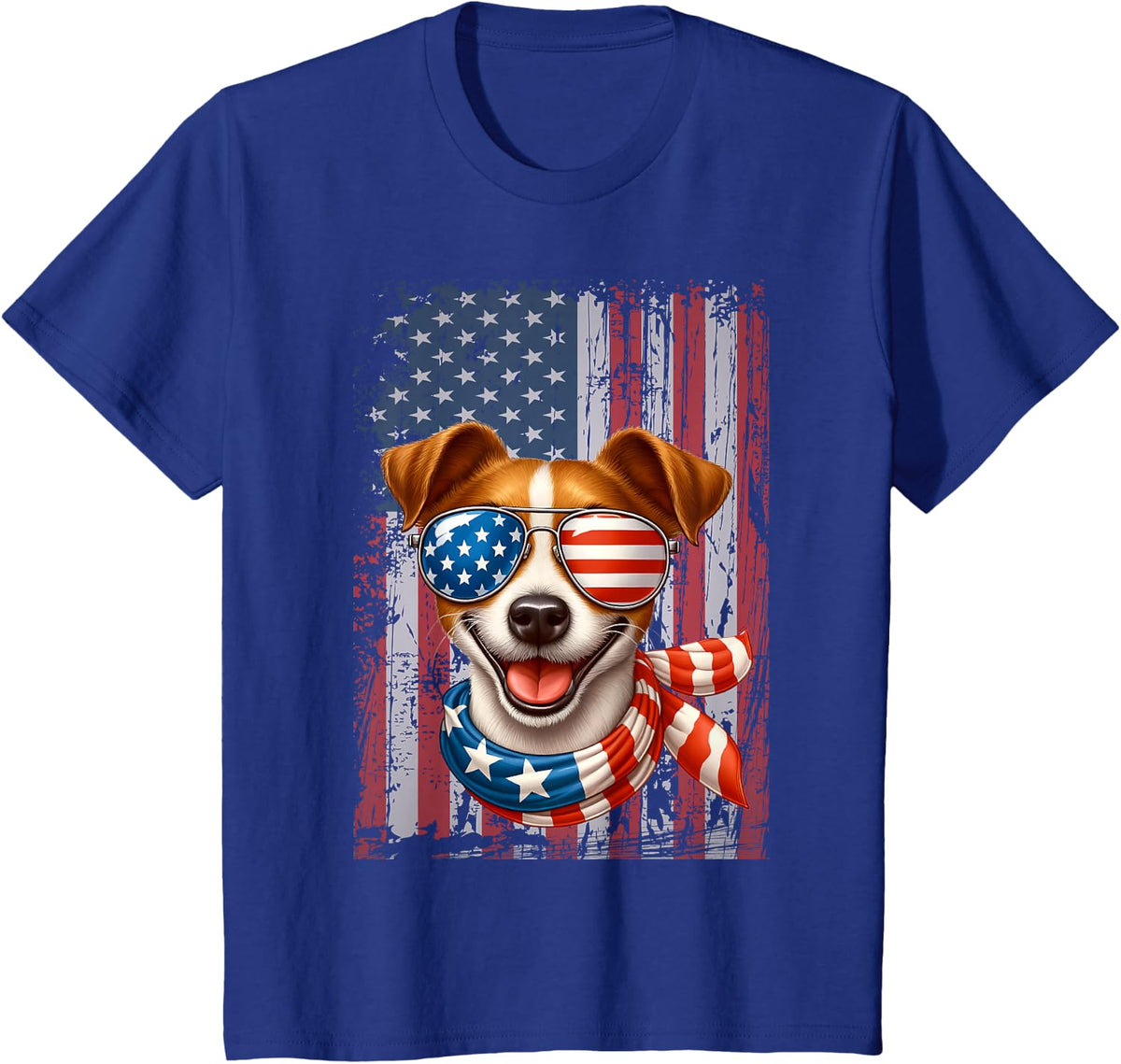 Jack Russell Terrier Dog Lover US Flag 4th Of July Patriotic T-Shirt - Royal Blue