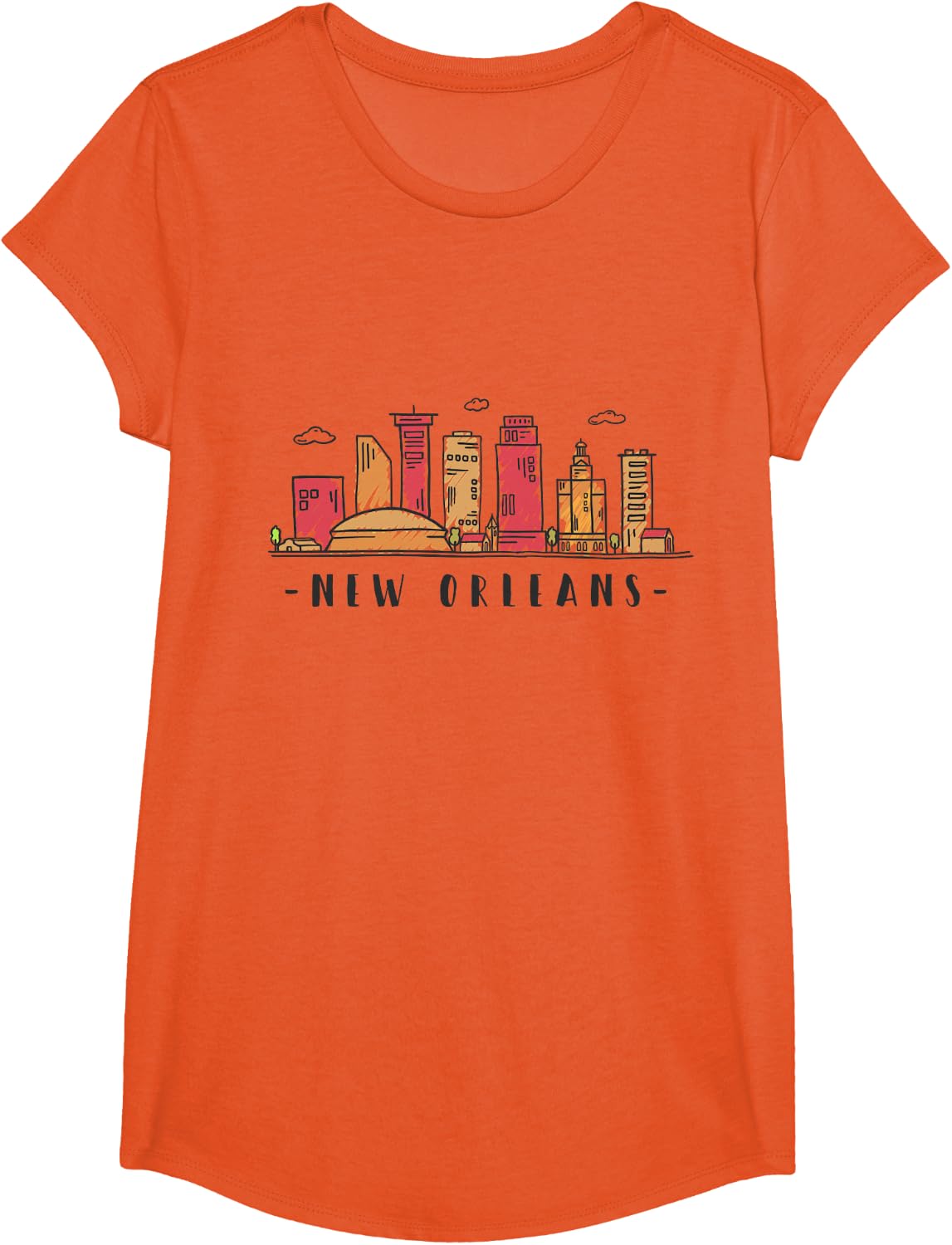 New Orleans Skyline NOLA Vintage New Orleans Louisiana T-Shirt - Girls Orange