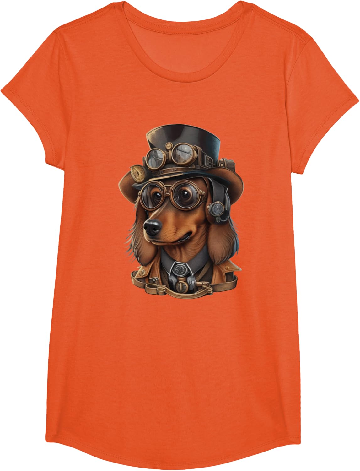 Dachshund Dog Steampunk Dachshund Lover Watches Goggles T-Shirt - Girls Orange