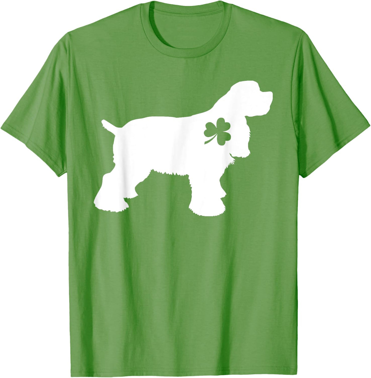 St Patricks Day Cocker Spaniel Lover Shamrock Silhouette T-Shirt - Grass Green