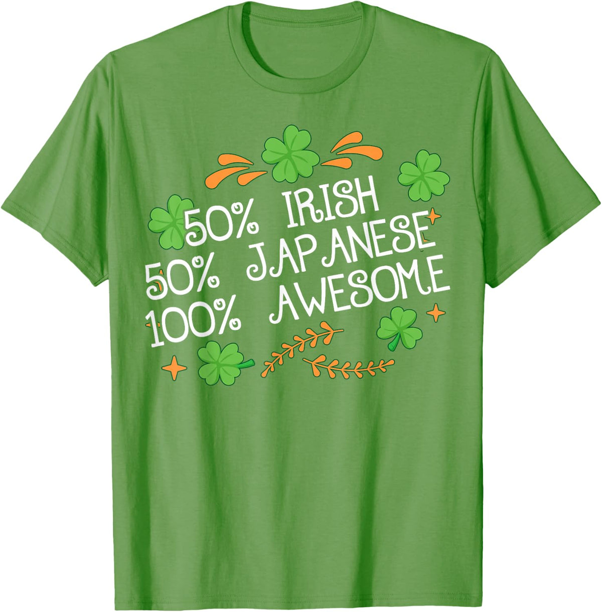 50% Irish 50% Japanese Awesome Half Irish Half Japanese T-Shirt - Grass Green