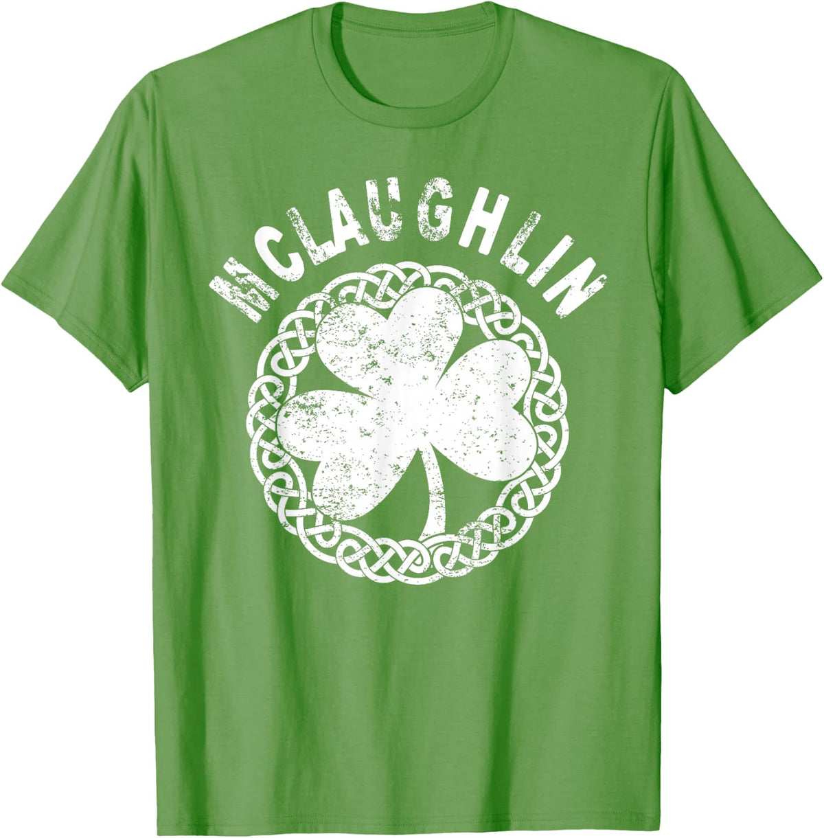 Celtic Theme - McLaughlin Irish Family Name T-Shirt - Grass Green