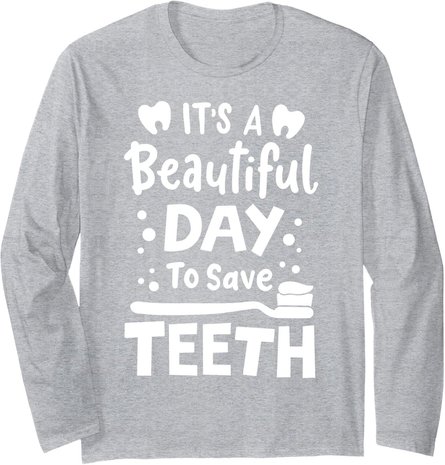 Dentist Dental Assistant Dental Hygienist Long Sleeve T-Shirt - Adult Unisex Heather Grey