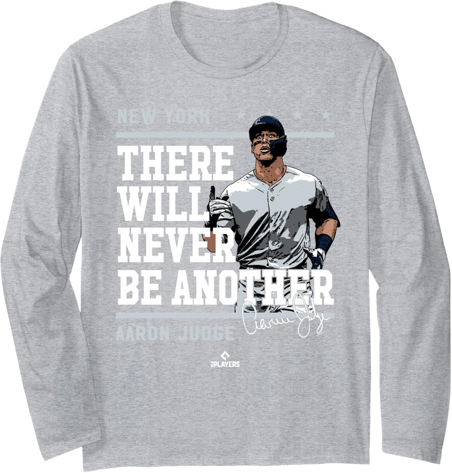 Never Be Another Aaron Judge New York MLBPA Long Sleeve T-Shirt - Adult Unisex Heather Grey