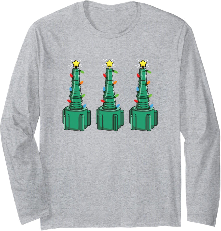 Christmas Telemetry Nurse ER Oxygen Nipple Nut Respiratory Long Sleeve T-Shirt - Adult Unisex Heather Grey