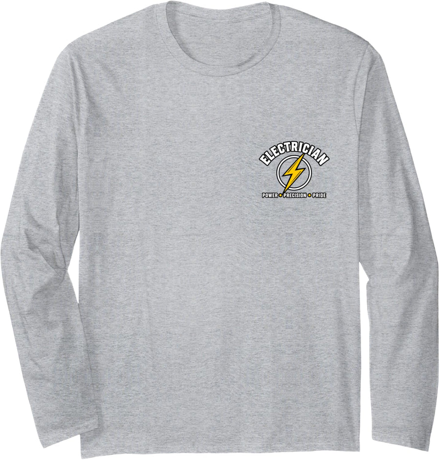 Electrician Power Precision Pride Technician Design Long Sleeve T-Shirt - Adult Unisex Heather Grey
