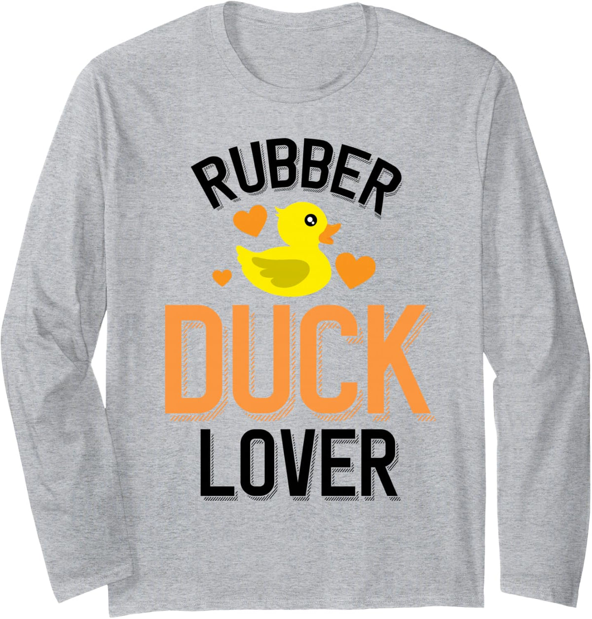 Cute Rubber Duck Duckie Lover Long Sleeve T-Shirt - Adult Unisex Heather Grey