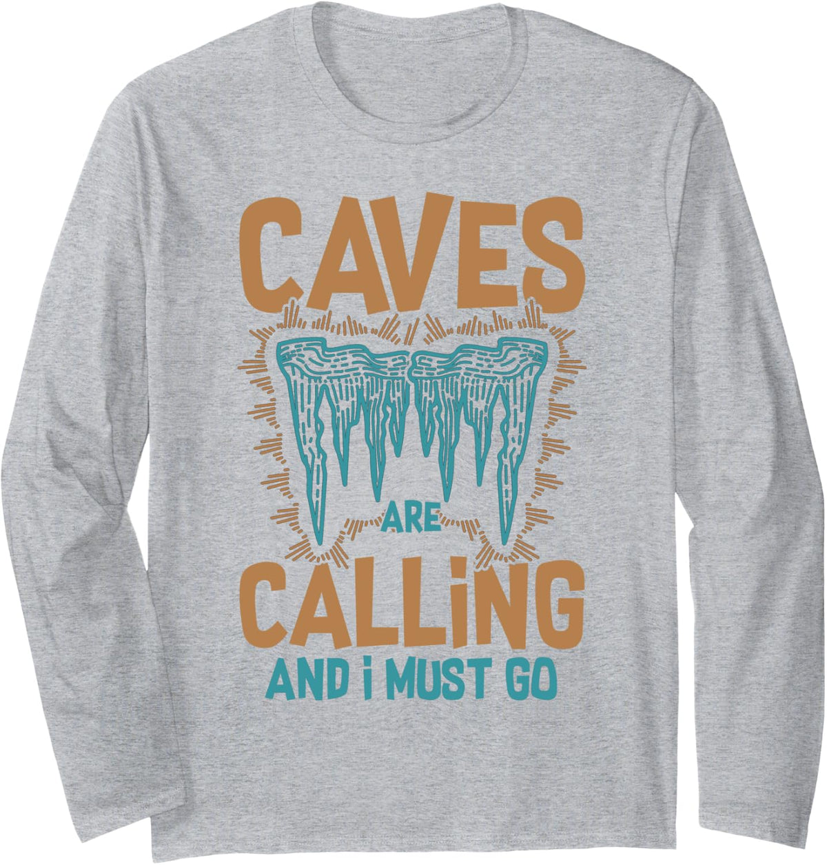 Caving Cave Exploring Caver Spelunking Explorer Long Sleeve T-Shirt - Adult Unisex Heather Grey