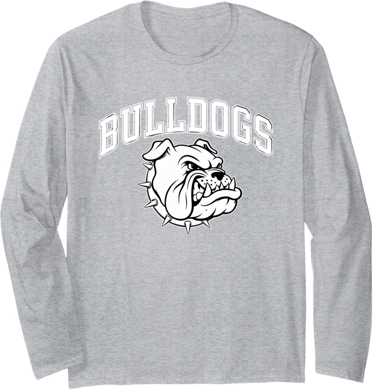 Bulldogs Tshirt Mascot Back to School Outfit Team Spirit Long Sleeve T-Shirt - Adult Unisex Heather Grey