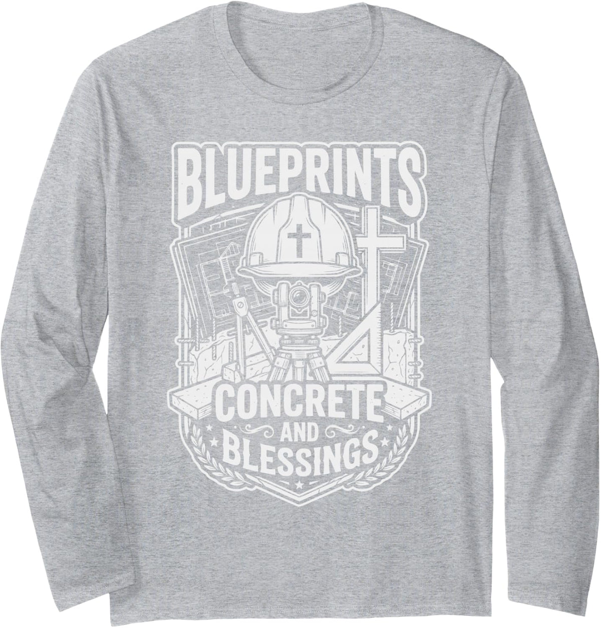 Christian Civil Engineer Jesus Christ Bridge Engineering Long Sleeve T-Shirt - Adult Unisex Heather Grey