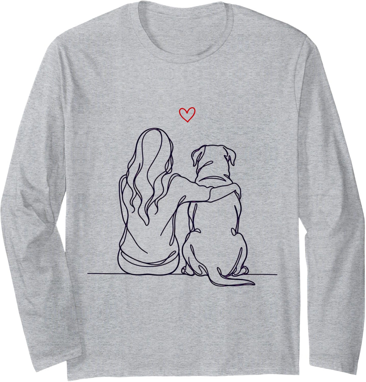 Rottweiler Hug Long Sleeve T-Shirt - Adult Unisex Heather Grey