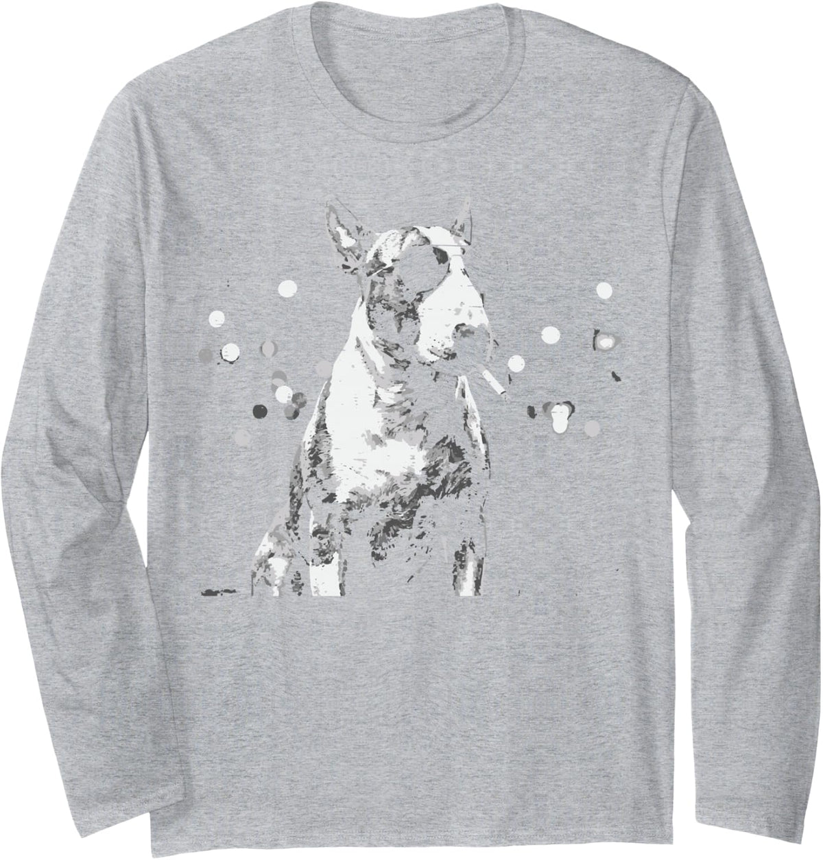 Dog Bull Terrier Sunglasses Cigarette Funny Meme Men Women Long Sleeve T-Shirt - Adult Unisex Heather Grey