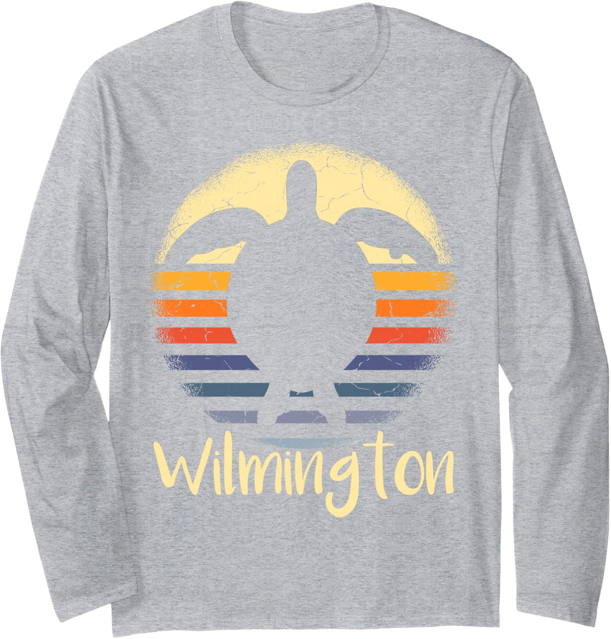 Cute Wilmington Beach North Carolina NC sea Turtle Lover Long Sleeve T-Shirt - Adult Unisex Heather Grey