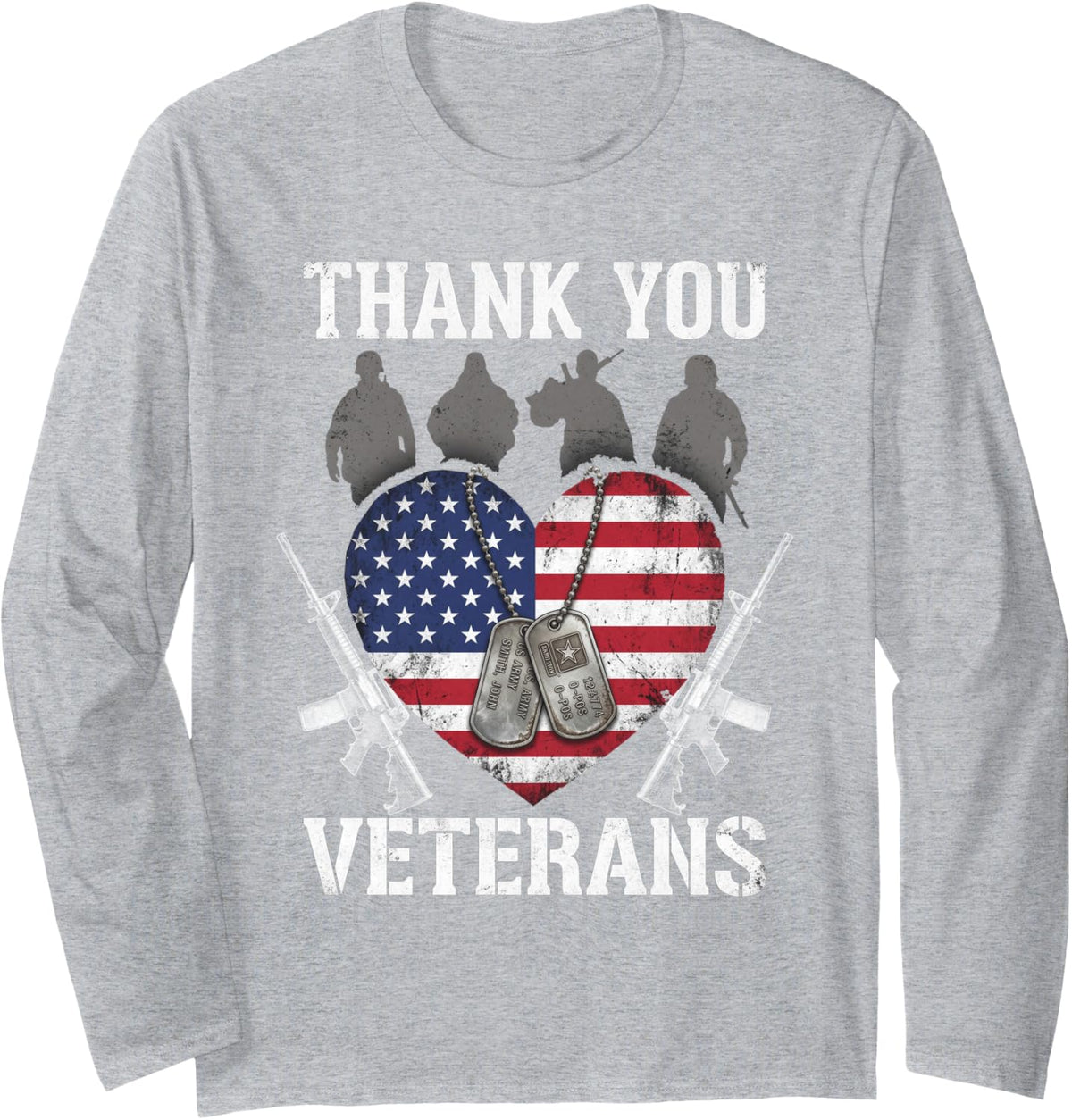 Veterans Day Shirt Gifts Thank You Veterans - Proud Veteran Long Sleeve T-Shirt - Adult Unisex Heather Grey