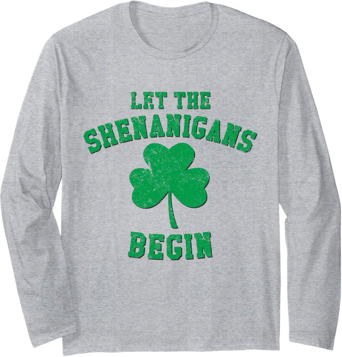 Let The Shenanigans Begin St. Patrick's Day Long Sleeve T-Shirt - Adult Unisex Heather Grey