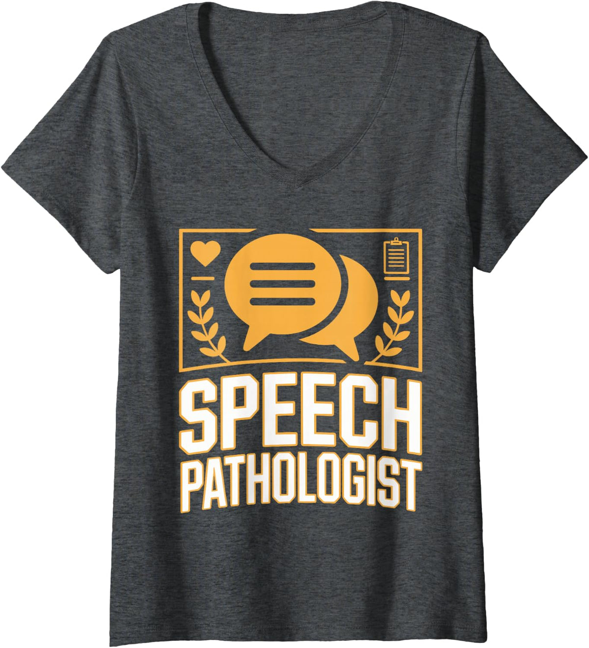 Women's Speech Pathologist Funny SLP V-Neck T-Shirt - Dark Heather Grey