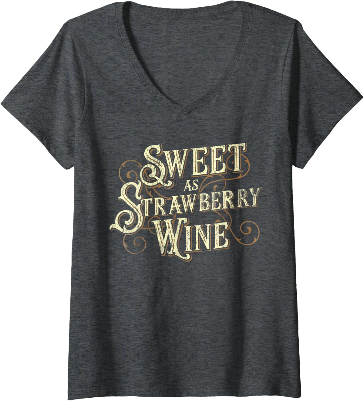 Womens Sweet as Strawberry Wine ladies designer Country V-Neck T-Shirt - Dark Heather Grey