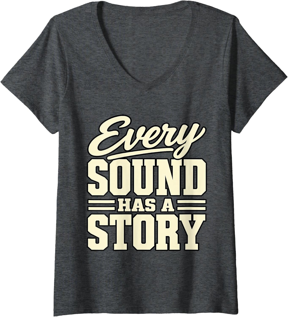 Women's Speech Therapy Every Sound Has A Story Pathologist Therapist V-Neck T-Shirt - Dark Heather Grey
