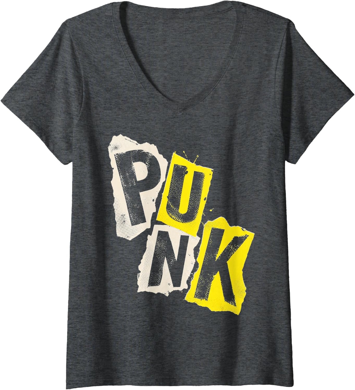 Women's Punk Rock V-Neck T-Shirt - Dark Heather Grey
