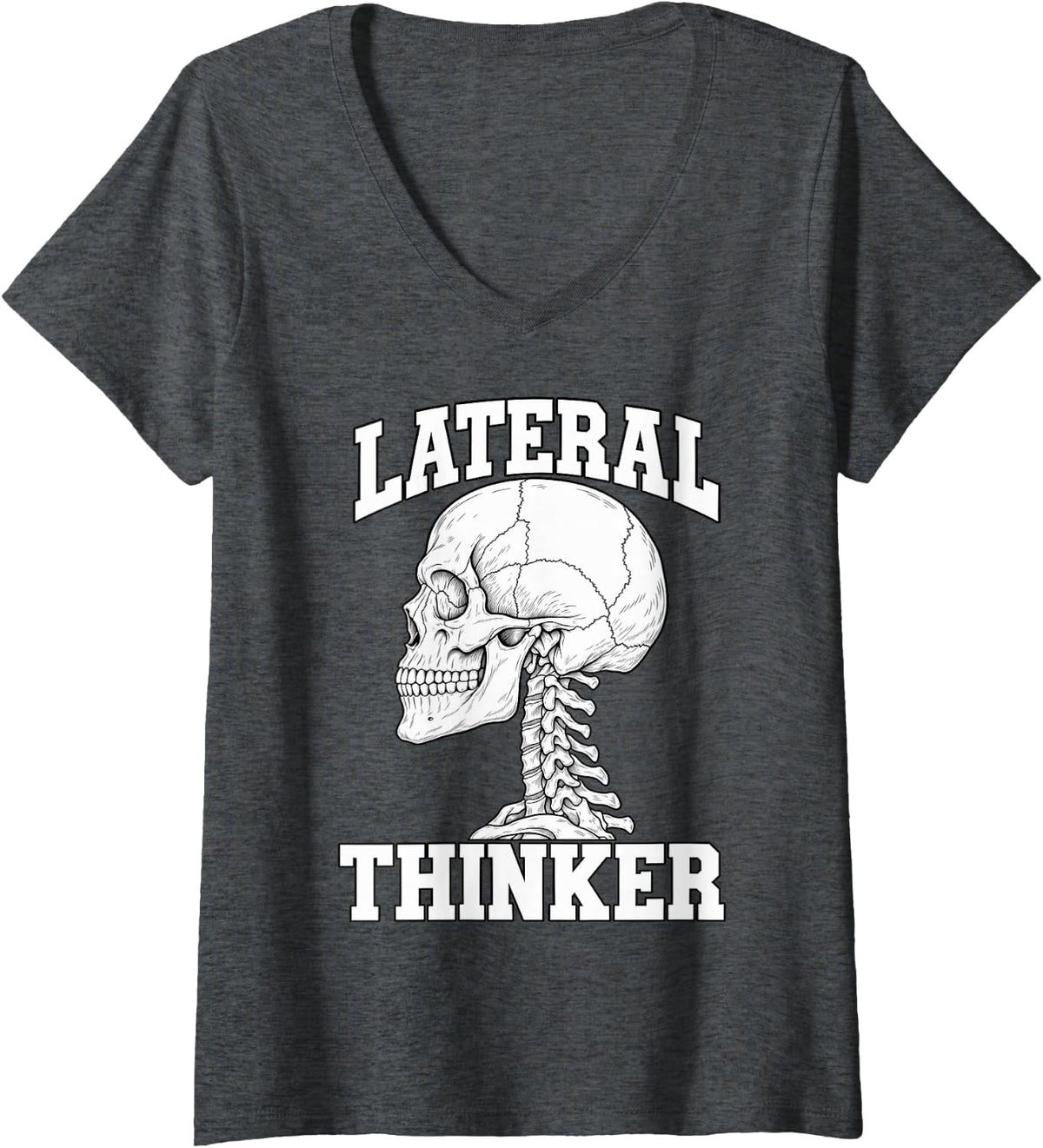 Women's Radiology Tech Lateral Thinker Technologist Funny V-Neck T-Shirt - Dark Heather Grey